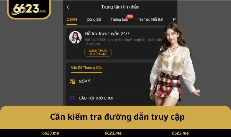 Cần kiểm tra đường dẫn truy cập